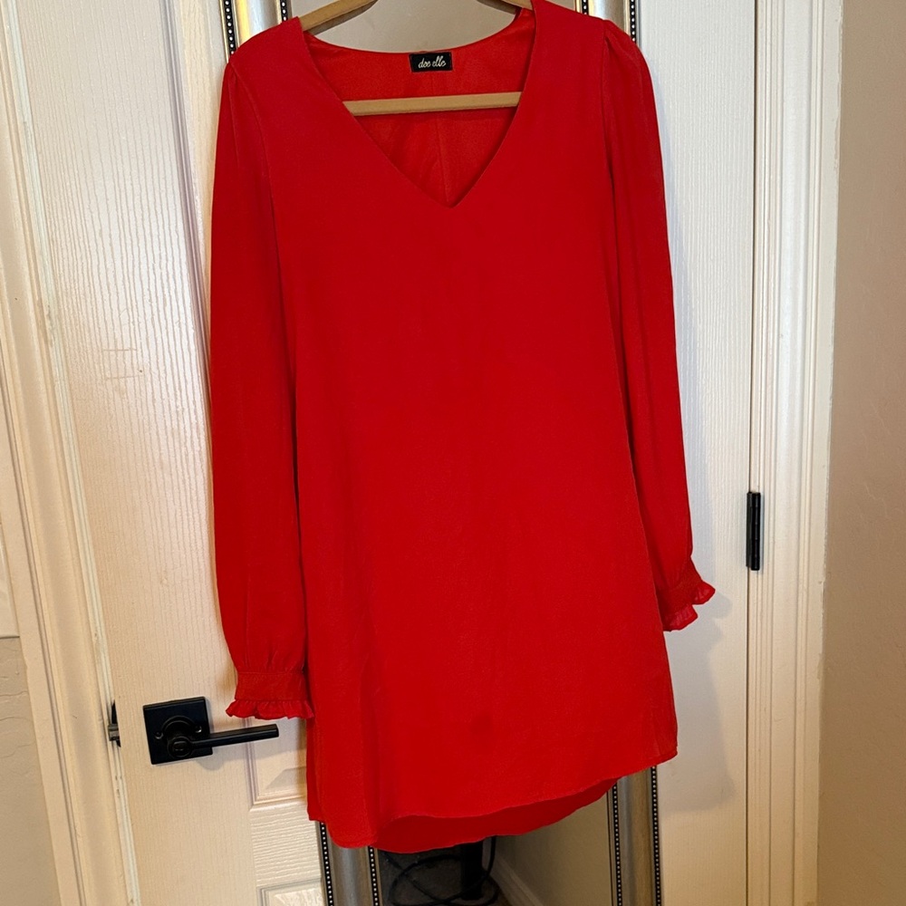Dee Elle Vibrant Red Long Sleeve Dress